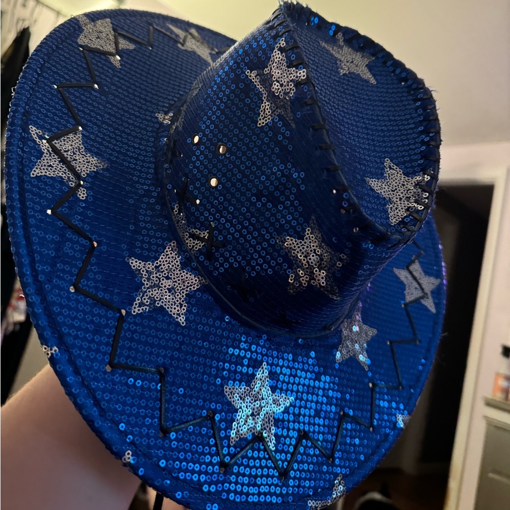 Blue and Silver Cowboy Star Hat